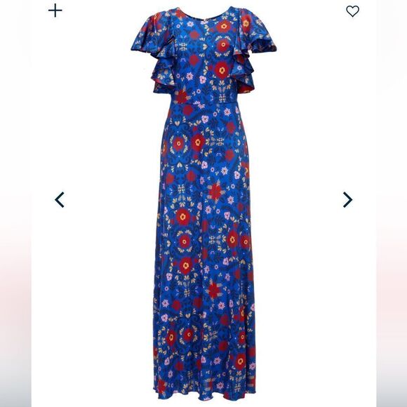 NWT LA Double J Damigella Dress Heckfield in Fluid Jersey Royal Blue Floral XL - Picture 15 of 15